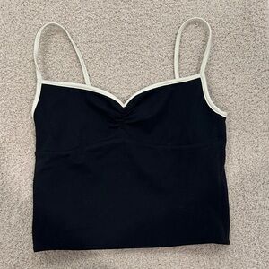 437 workout Black Camisole with White Trim